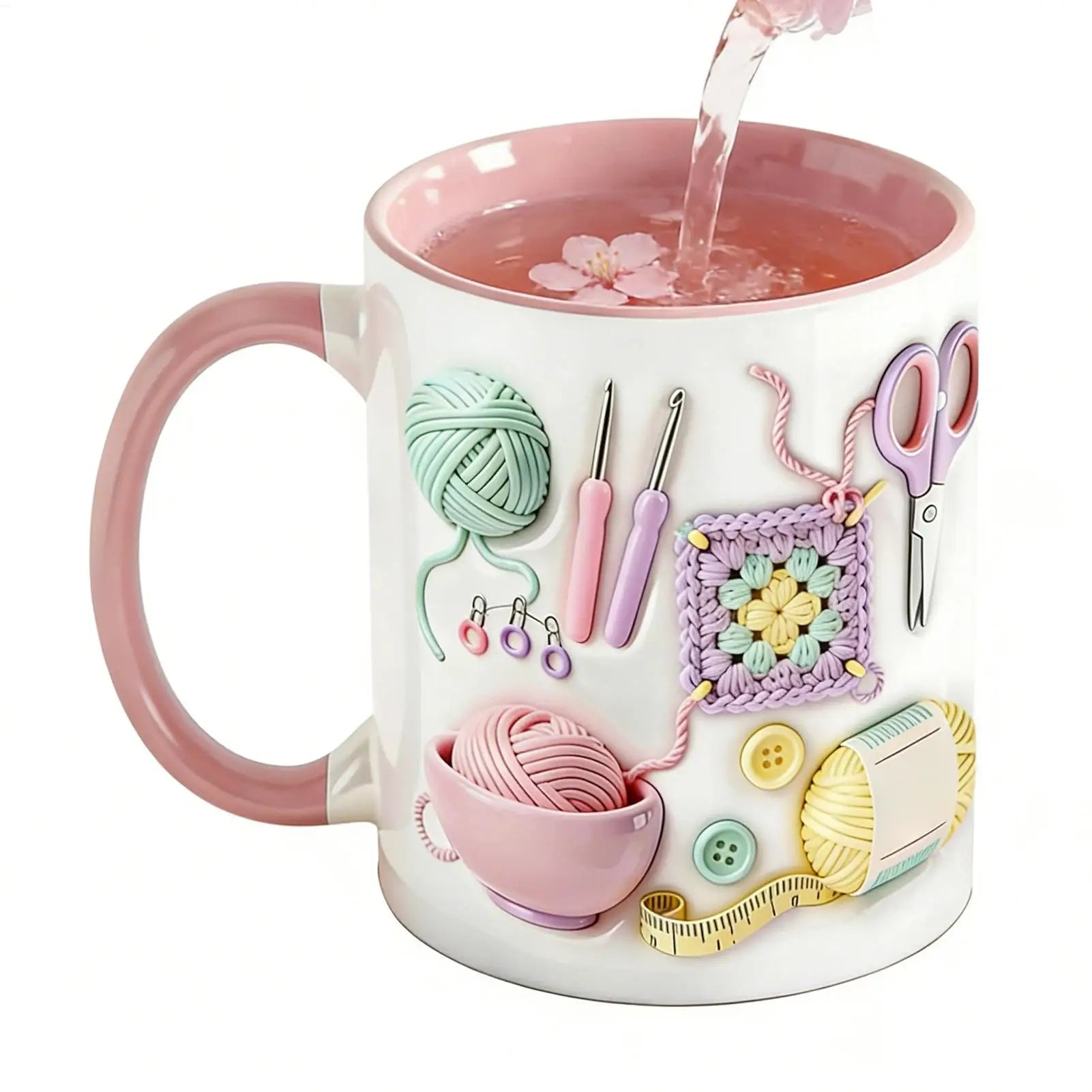 Funny Coffee Mug 330ml Crochet Ceramic Drinkware Novelty Drinking creativity Cups Crochet theme For Adults Yarn Lovers