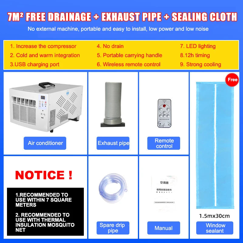 HHR-10 110V Protable Air Conditioning Free Installation Household Dormitory Mosquito Net Air Conditioner Refrigeration