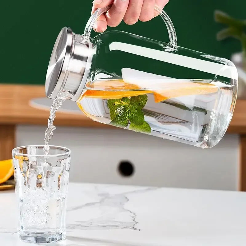 Heat Resistant Glass Cold Water Jug, Fruit Juice Pitcher, Coffee, Afternoon Tea, Flower Tea Pot, Large, Household Drinkware