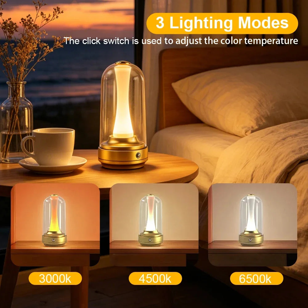 GGbingo Night Light Dimmable Night Lamp LED Rechargeable Light Touch Glass Lampshade Mood Light for Home Bedside Coffee Shop