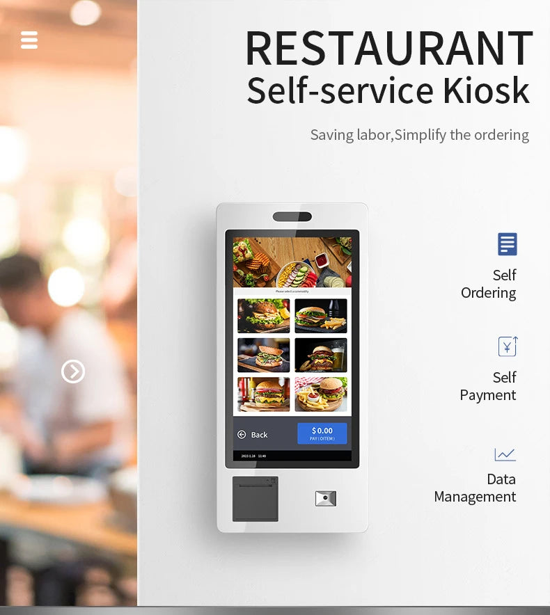 Wall Mount Or Floor Stand Android Os Self Ordering Kiosk Software Touchscreen Interactive Self-service Kiosk