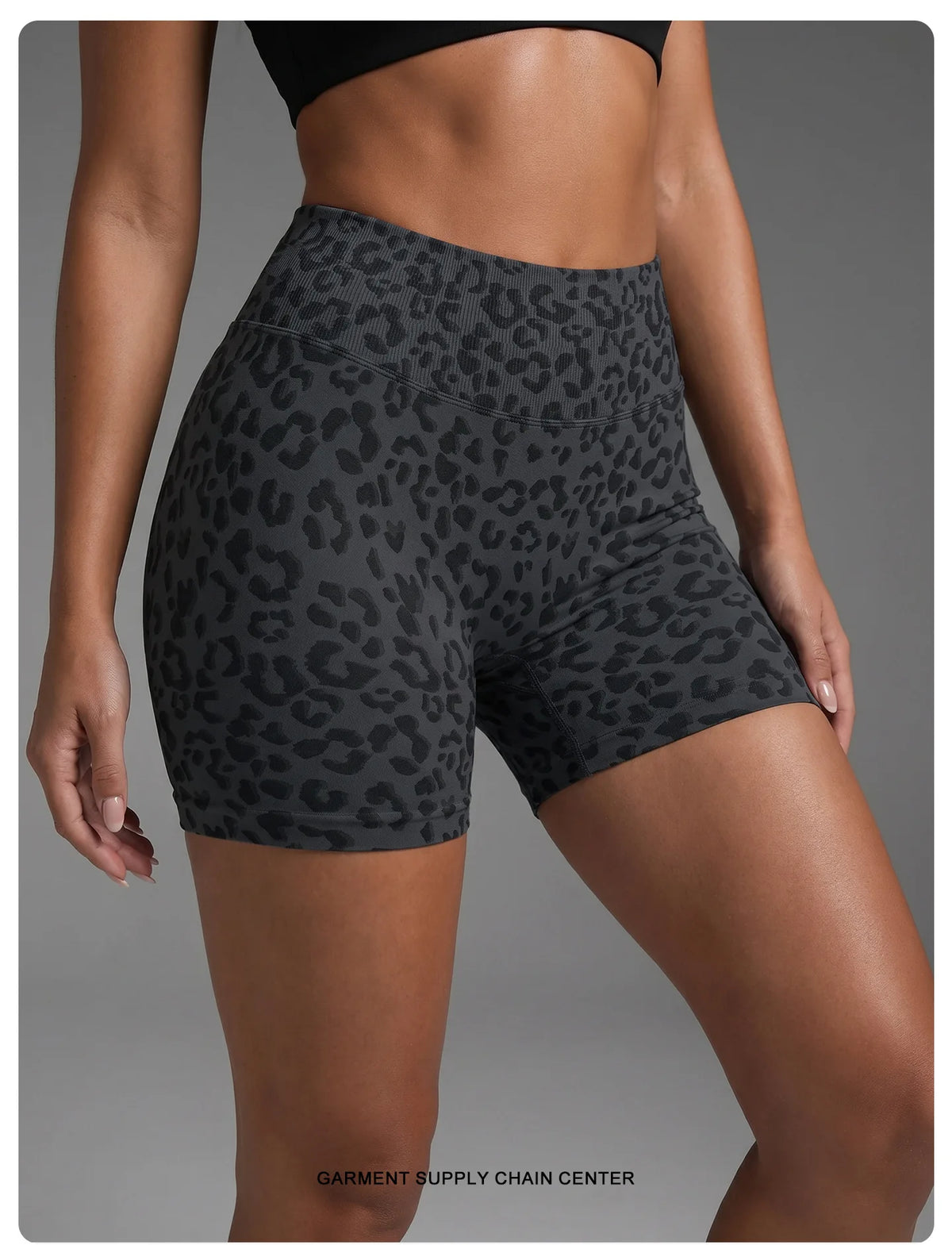 Seamless Leopard Print Yoga Shorts Women High Waist Biker Shorts Tummy Control Gym Workout Fitness Athletic Shorts Activewear