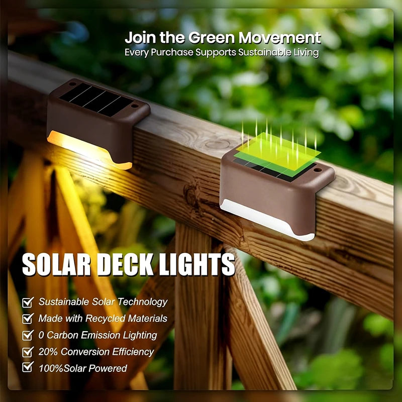 4-12Pcs Solar Deck Lights Outdoor Waterproof LED Fence Lights Step Garden Decorate Lamp for Patio Stairs Railing Pathway