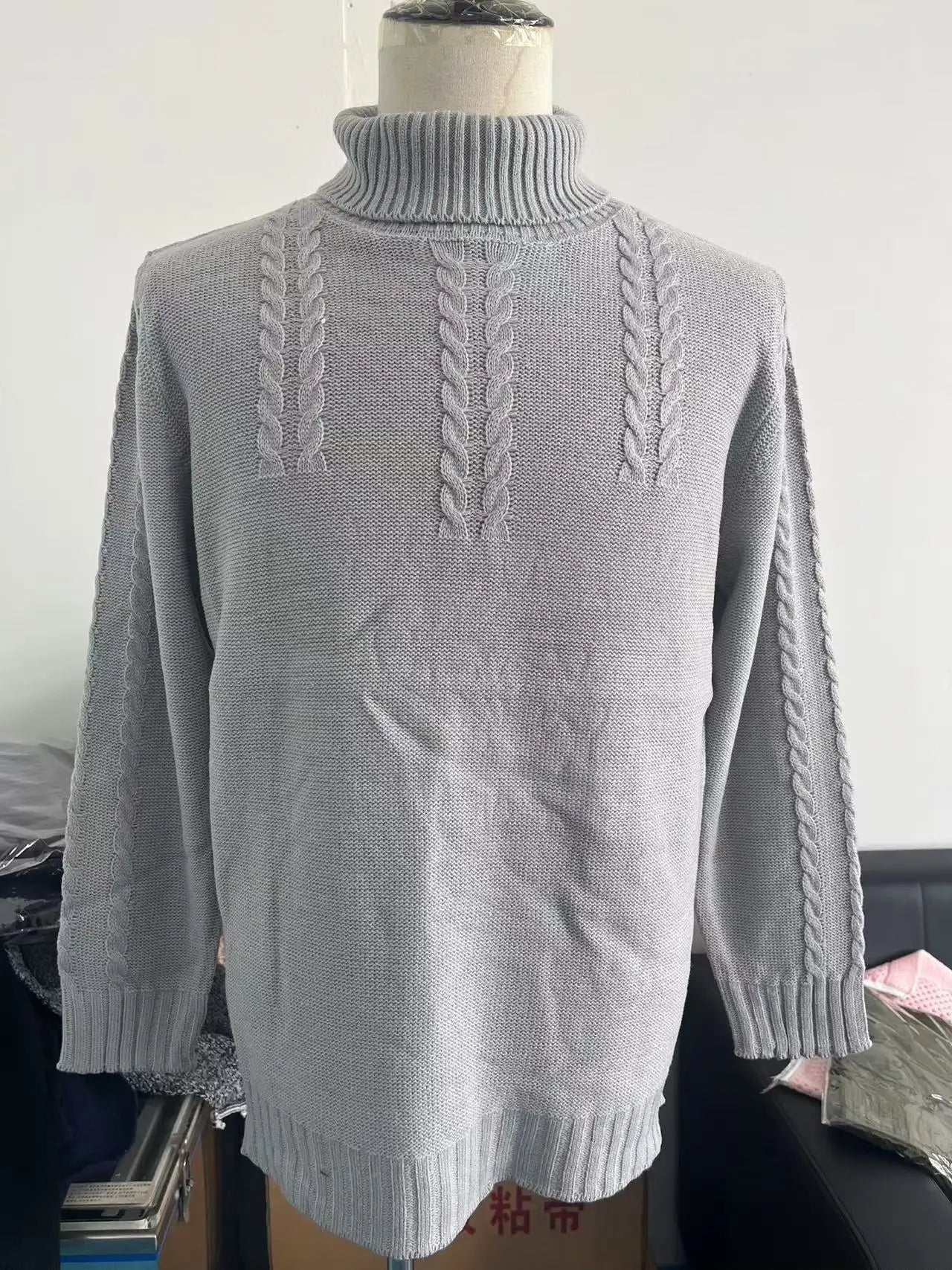 Pullovers Men Tops Turtleneck Sweaters Solid Knit Full Sleeve Casual Slim Fit Top Streetwear Thick Splice Sweater Autumn Winter