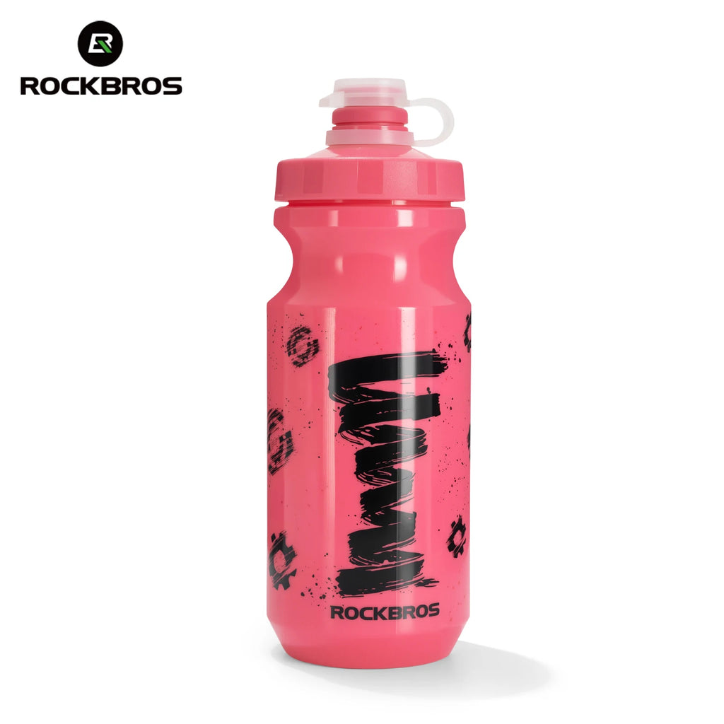 ROCKBROS Cycling Water Bottle 600ml Large Capacity Lightweight Squeeze Type Sports Bottle with Dust Cover Leakproof Water Bottle