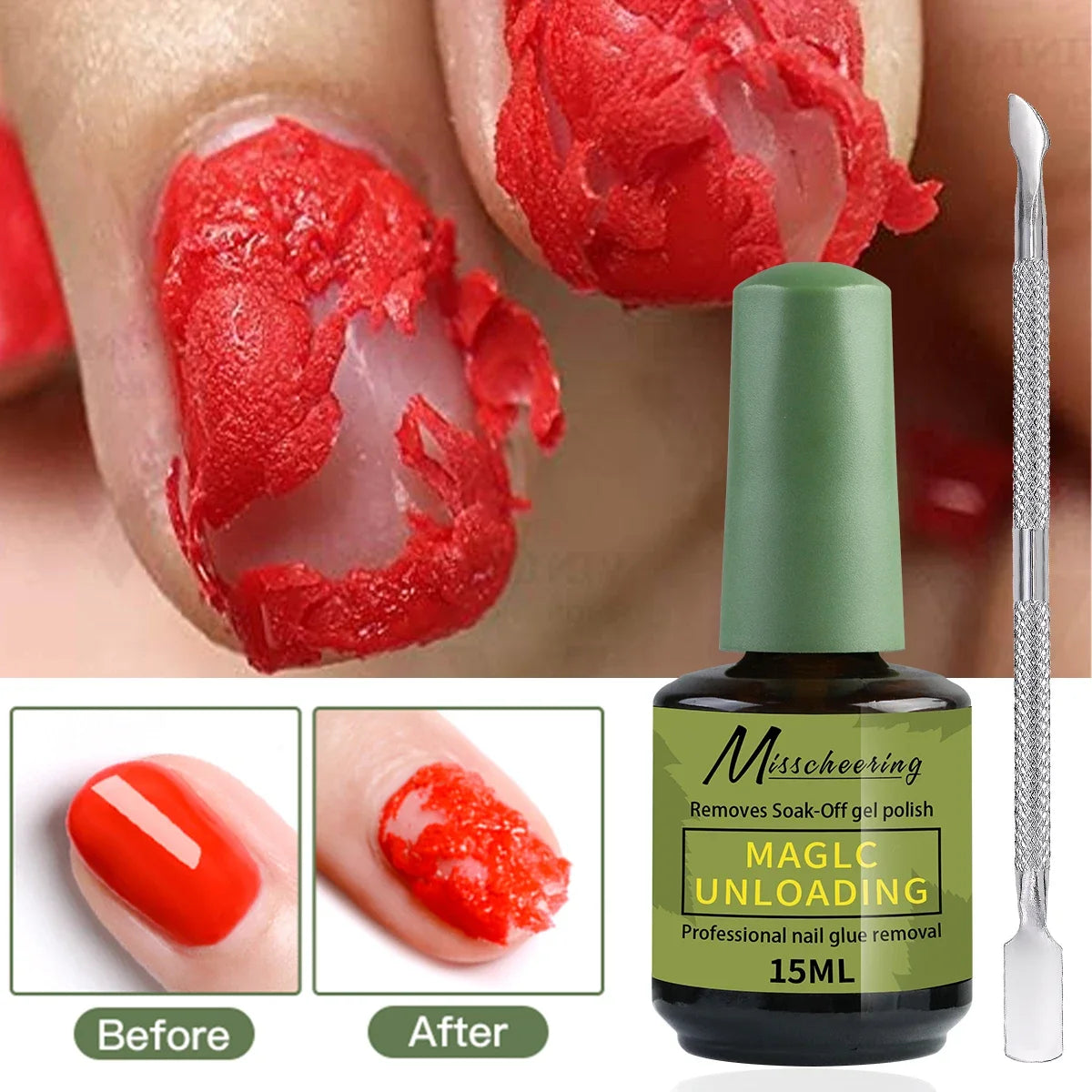 15ml Nail Polish Remover For Nails in 3-5 Minutes Easily Quickly Removes Semi Permanent Soak Off UV Gel Polish Burst Gel&nailoil