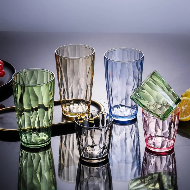 Unbreakable Acrylic Drinking Glasses Shatterproof Water Tumblers 210ml Reusable Champagne Fruit Juice Beer Cup for Bar
