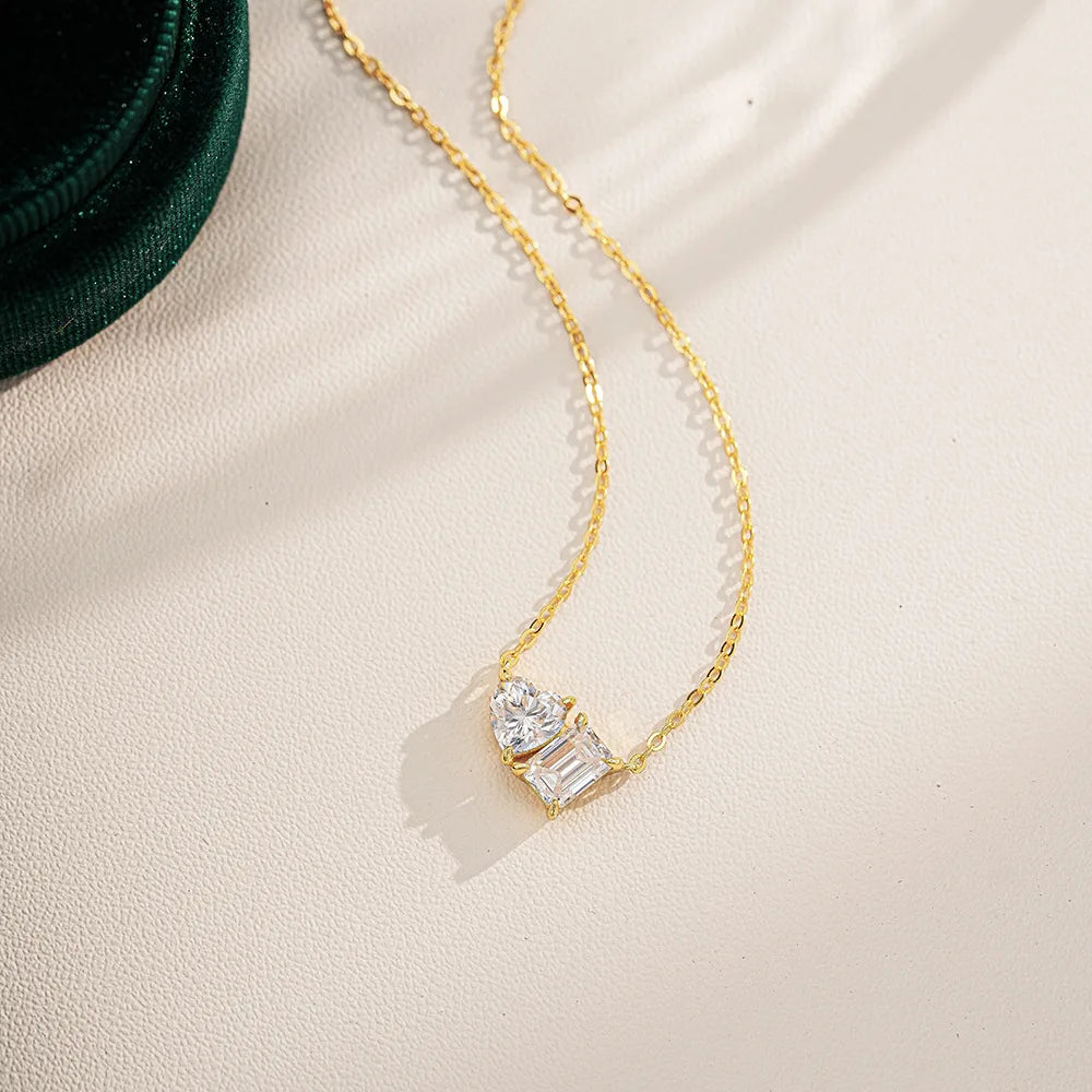 1CT / 2CT Emerald Heart Pear Princess Moissanite Diamond Pendants Necklaces For Women S925 Silver Fine Jewelry Women's Pendants