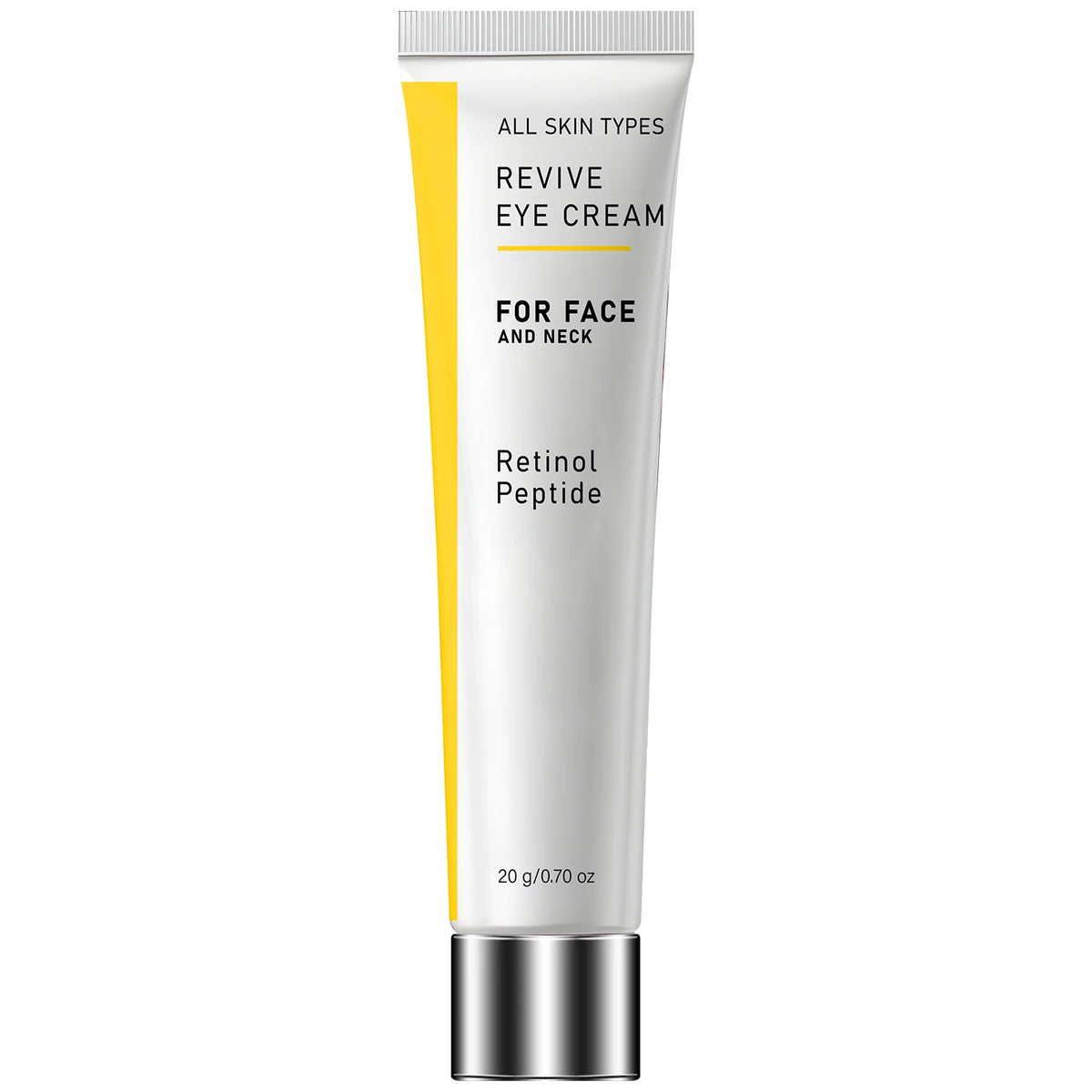 Revive Polypeptide Eye Cream. Retinol Peptide Anti-Aging Formula. Gentle Face Neck Care. Hyaluronic Acid Hydration. 20g