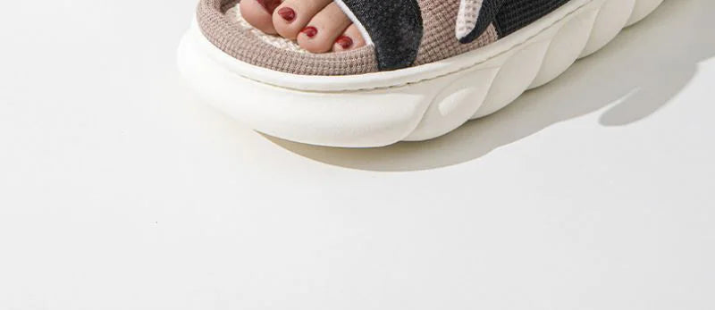Cartoon Cute Cow House Slippers Women Platform Soft Sole Anti-slip Home Slides Woman Lightweight Warm Plush Indoor Cozy Slippers