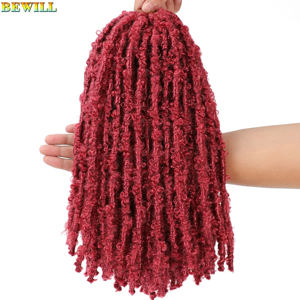 BEWILL 12 14 18 24 Inch Butterfly Locs Crochet Hair Pre-looped Synthetic Distressed Faux Braids Hair Soft Locs Goddess Locs Hair