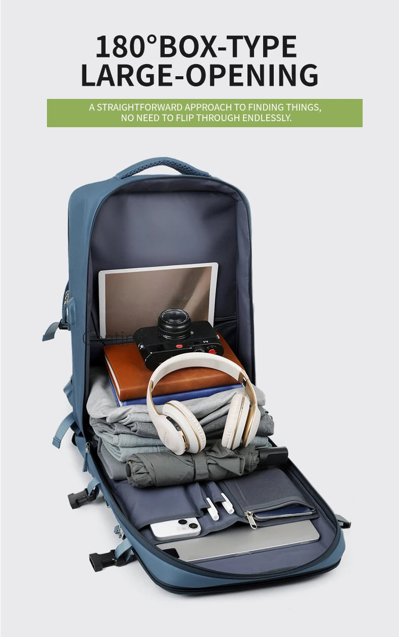 Large Travel Backpack for Women Men Cabin Bag Multifunctional Airplane Waterproof Backpack with USB Charging Anti-Theft Backpack