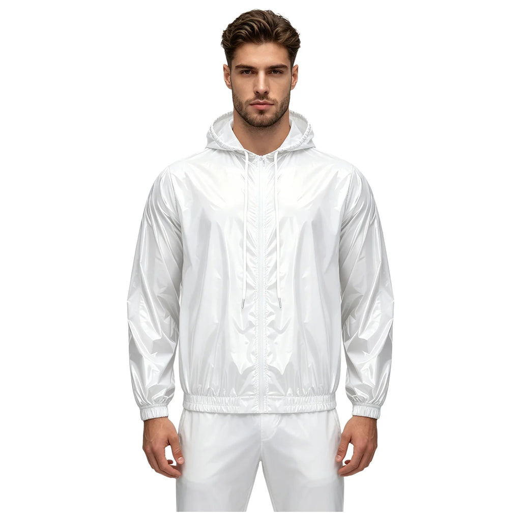 Mens Waterproof Hooded Jacket Tops Breathable Raincoat Waterproof Windproof Outdoor Biking Fishing Jacket Hood Outerwear