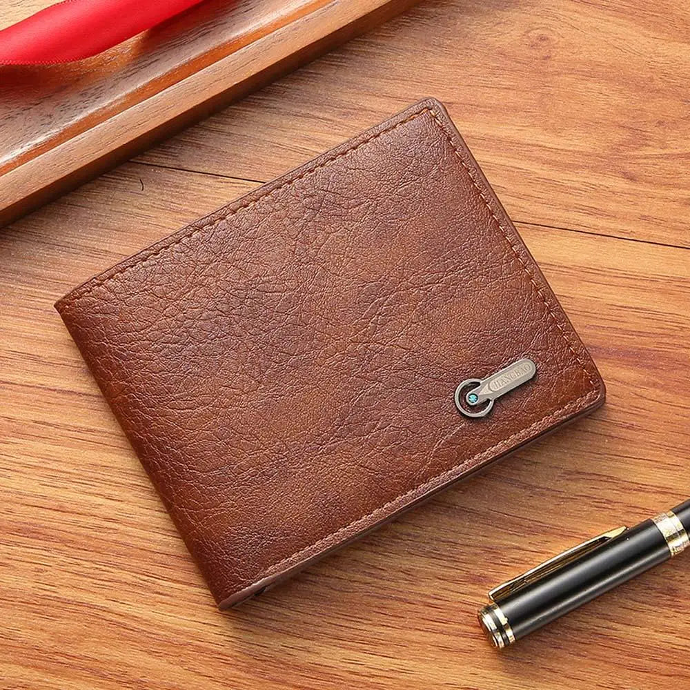 Vintage PU Leather Mens Wallets Solid Sample Style Zipper&Hasp Purse Card Holders Famous Brand High Quality Male Wallet