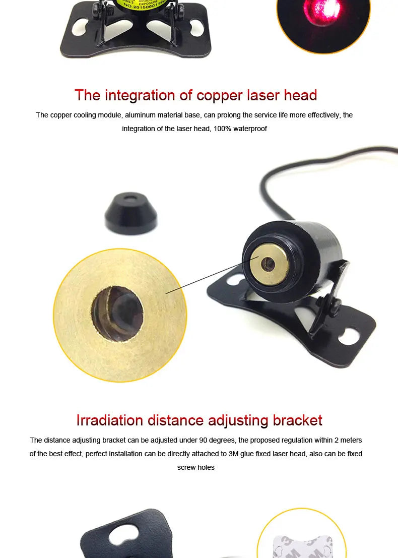 led projector Car laser Fog Light Motorcycle Anti Collision Rear-end Laser Tail Lights Brake Light Universal Decorative Lamp