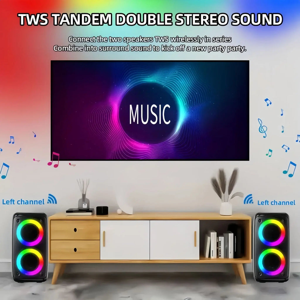 Wireless Karaoke Bluetooth Speaker Subwoofer Portable With Microphone Radio FM Lamp Machine Sound Box Music LED TWS Caixa De Som