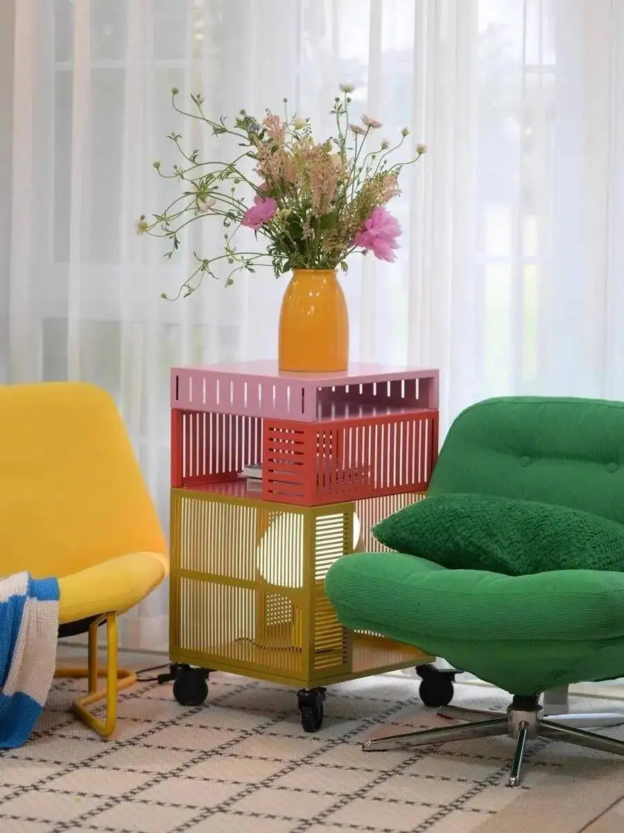 Multifunctional Metal Storage Cabinet with Wheels, Suitable for Bedroom, Living Room, Office, Modern Design Storage Cabinet
