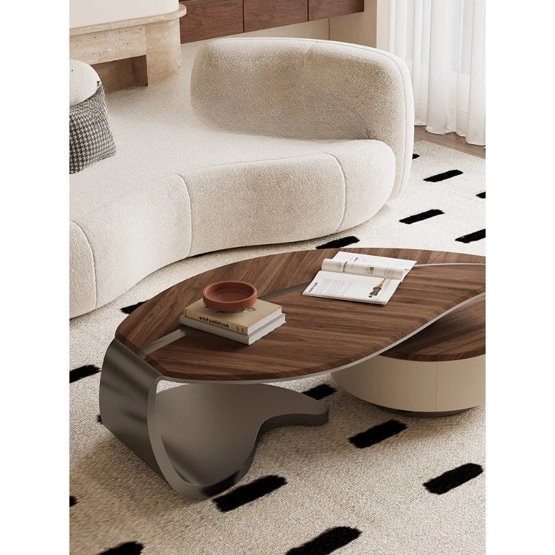 Light luxury solid wood leaf coffee table living room home antique special-shaped coffee table