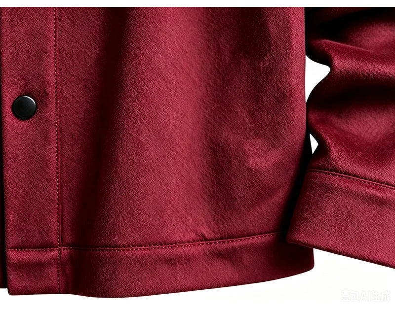 Men Loose Short Shacket Soft Brushed Fabric Autumn Winter Business Daily Casual Fake Decor Chest Flap Lapel Fashion Outer Jacket