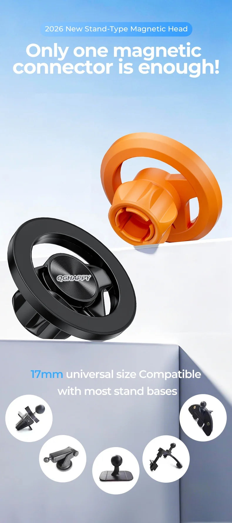 For MagSafe Magnetic Car Phone Holder Accessories Magnet Base for 17mm Ball Head Car Mobile Cellphone Stand Mount GPS Brackets