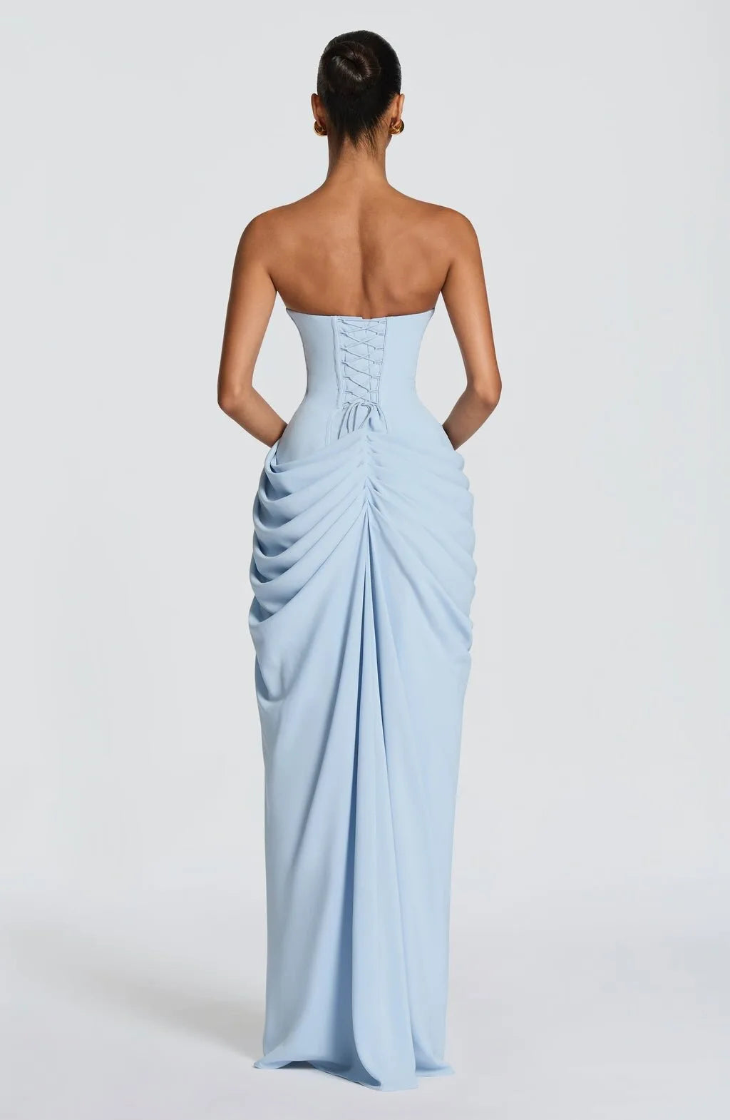 Elegant Backless Long Skirt Solid Color Simple High-Grade Waist Side-Opening Design Sexy Dinner Dress Celebrity Style