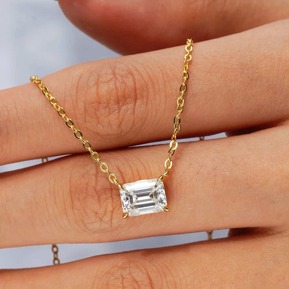 1CT / 2CT Emerald Heart Pear Princess Moissanite Diamond Pendants Necklaces For Women S925 Silver Fine Jewelry Women's Pendants