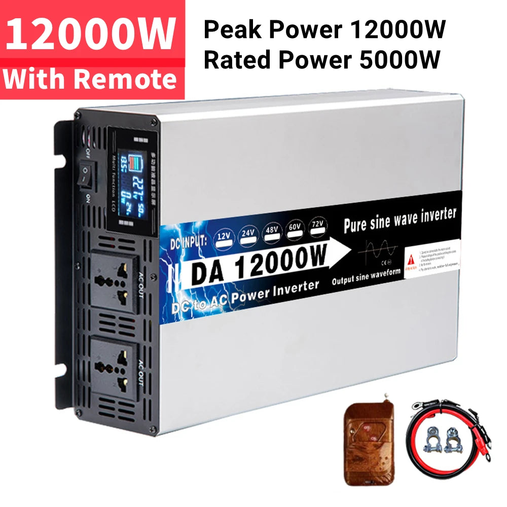 8000W 10000W 12000W Inverter 12V 24V 48V 60V 72V To AC 110V 220V Pure Sine Wave Solar Power Inverter Voltage Frequency Converter
