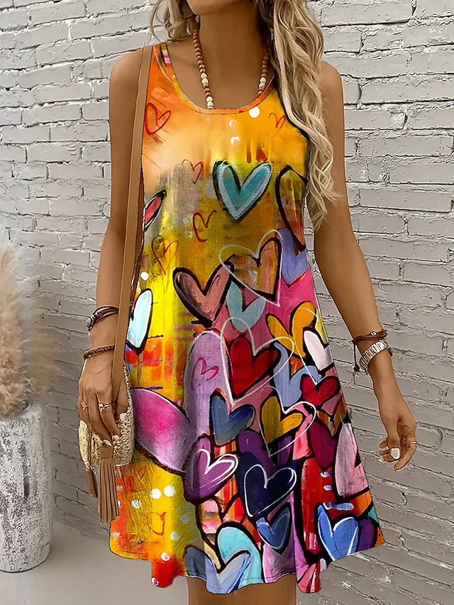 Women's Mini Dress A Line Dress Summer Dress Vacation Casual Boho Wedding Regular Fit Floral Graphic Leaf Sleeveless U Neck