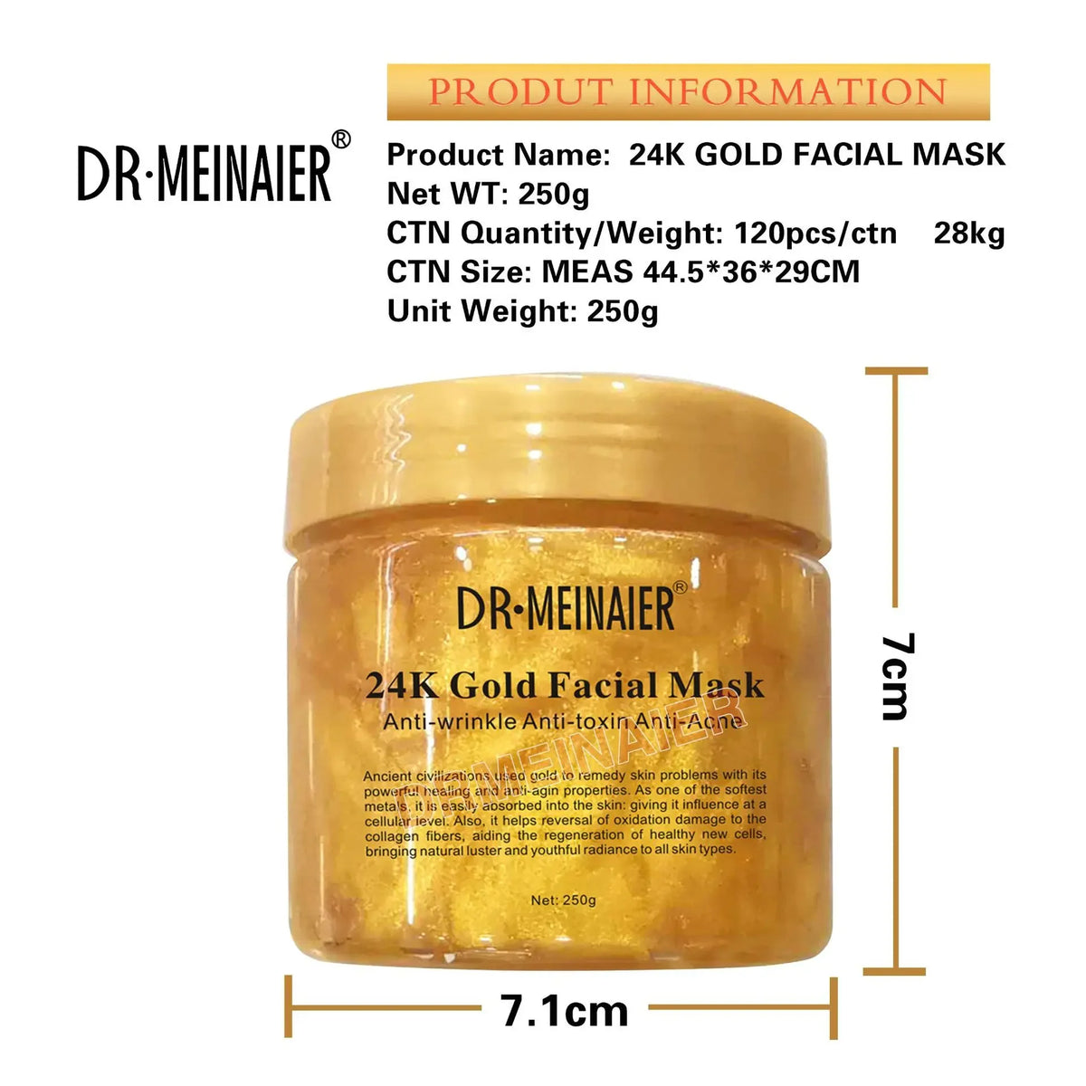250g 24K Gold Collagen Repair Sleeping Facial Mask for Firming, Hydration, and Moisturizing Face Cream Apply-on Mask Skincare