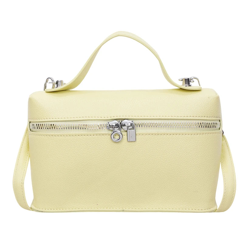Minimalist Trend Solid Color Box Bag Litchi Pattern Portable Carrying Crossbody Bag Daily Commuting Versatile Square Bag