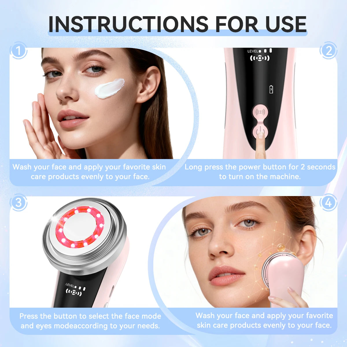 EMS Microcurrent Facial Beauty Device Electric Facial Massager Portable Skincare Tool for Daily Facial Tightening Care