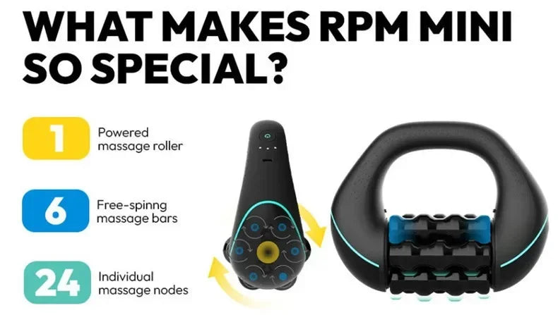 Electric Mini Rolling Massager Multi-grip Ergonomic Handle Whole Body Fatigue Relief Deep Tissue Rechargeable ，Powerful Speed