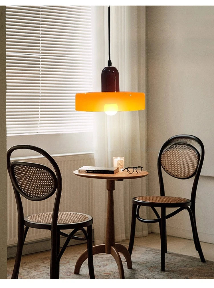 Japanese Bauhaus Glass Pendant Lights for Study Homestay Classical Atmosphere Ceiling Chandeliers LED Lamps Medieval Fixtures
