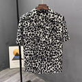 Leopard Print Short-sleeved Shirt Men's Design Niche Fashion Versatile Casual Summer Thin Style 2025 New Trendy Top