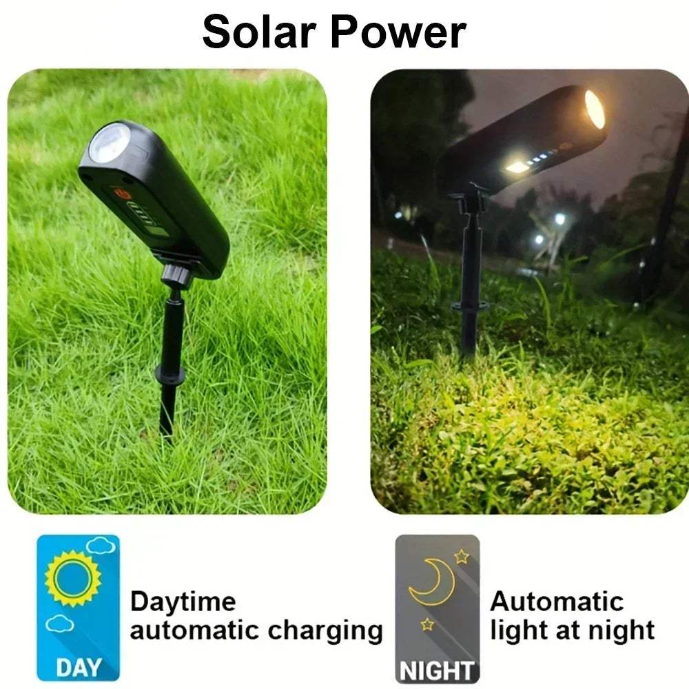 LED Solar Outdoor Courtyard Spotlights Waterproof Garden Decoration Atmosphere Lights 2modes of Tree Garden Channel Lighting