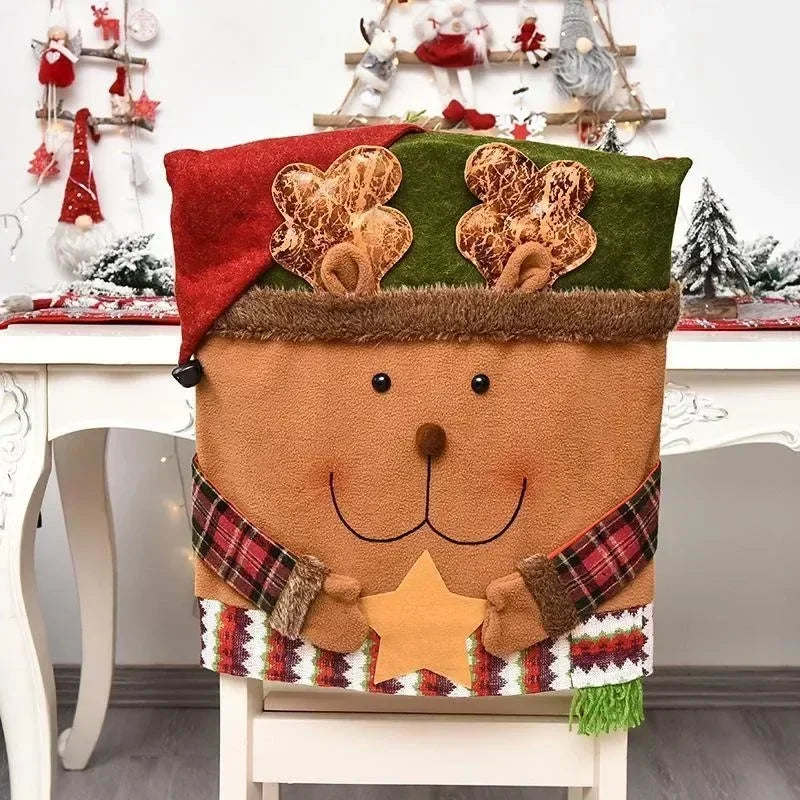 Christmas Chair Decoration Set Home Christmas Decoration Cartoon Chair Set Christmas Decoration Supplies christmas chair cover