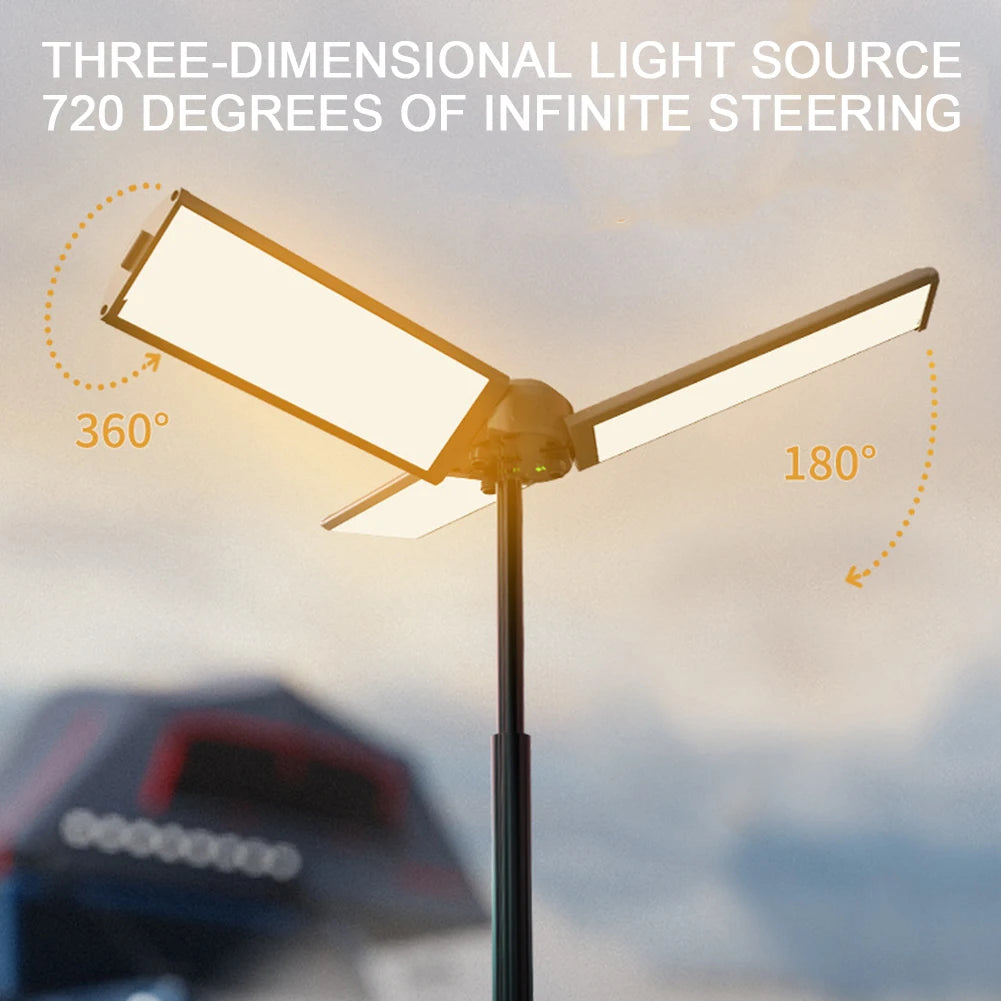 Camping Lantern Foldable Telescopic 720° Rotating 1000LM LED Flame Atmosphere 8000mAh IP44 Waterproof Type-C Charging