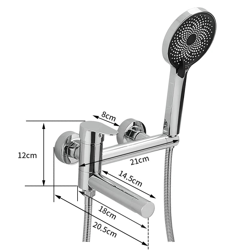 Shower Faucet Black Brass Wall Mount Bathtub Faucet Shower Square Style Handheld Single Handle Luxury Bathroom Mixer Tap 877910