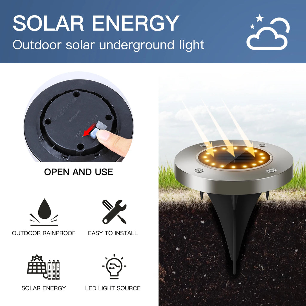 Solar Lawn Yard 8 Led Solar Lights Waterproof Solar Powered Lantern for Pathway Garden Decoration Outdoor Lighting