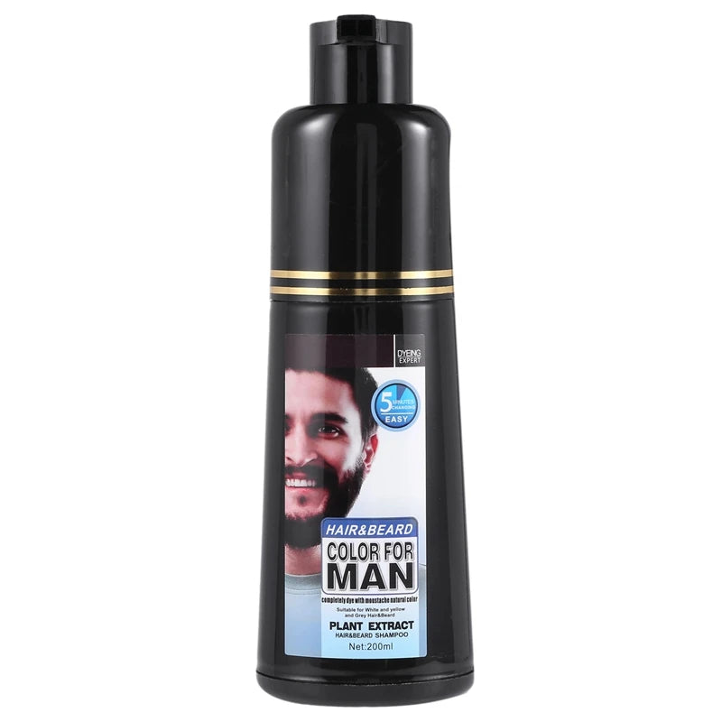 Permanent Beard Dye Shampoo for Men Beard Dying Removal White Grey Beard Hair Men Beard Shampoo 200ML-FABY