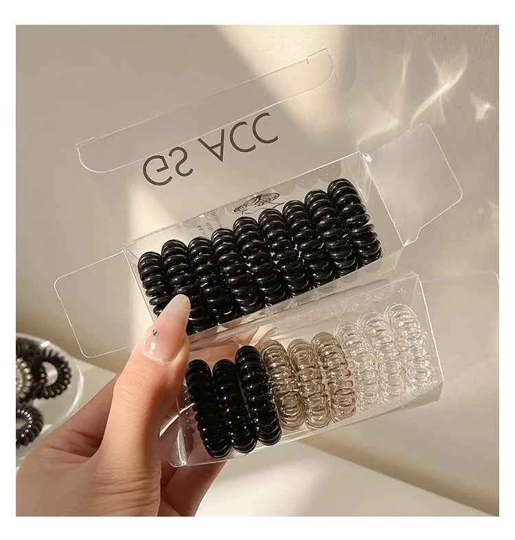 High Grade Gradient Telephone Cable Hairband Feminine Temperament No Harm High Elasticity Durable Rubber Band Hair Rope