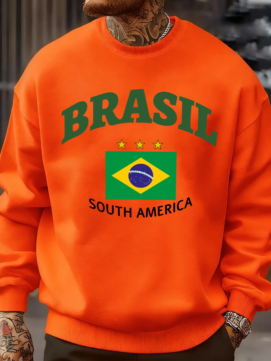 Brasil South America Prints Man Pullover Trendy Fleece Sweatshirt Autumn O-Neck Clothes Warm Milticolor Top Fashion Streetwear