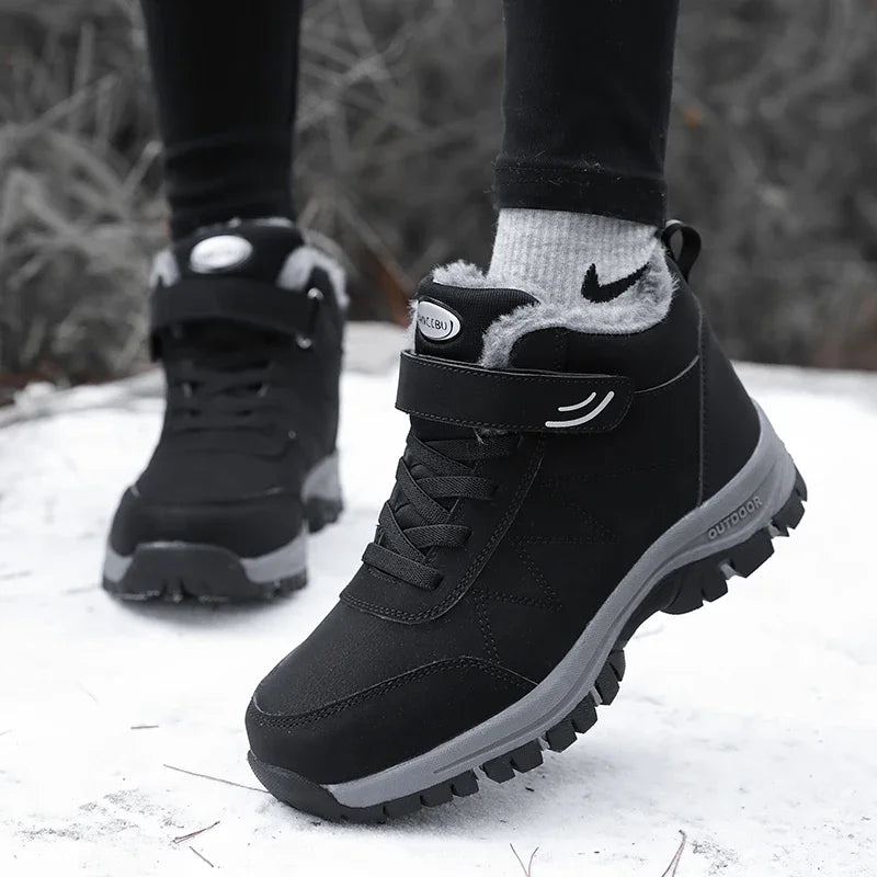 Men's Warm Snow Shoes Outdoor Leather Thick Plush Winter Man Casual Sneakers Original Waterproof Trend Sports