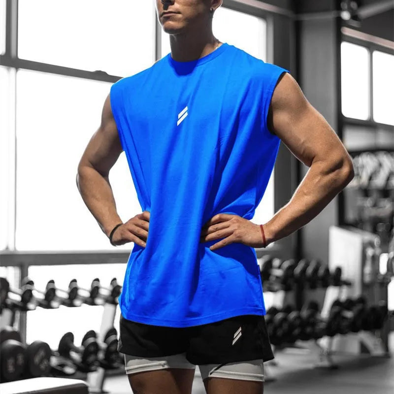 Summer Fitness Sports Tank Top Men's Breathable Loose Fit Training Sleeveless T-shirt Quick Drying vest male Fitness Clothing