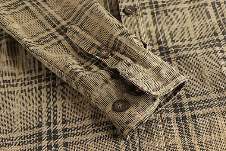 Trendy men's new fashion versatile plaid long sleeve shirt casual cotton washed thin coat