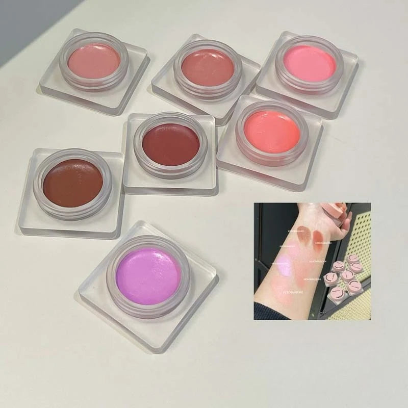 Purple Blush Cream Cheek Rouge Rose Brown Mud Palette Long-Lasting Waterproof Monochrome Brighten Face Moisturizing Blush Makeup