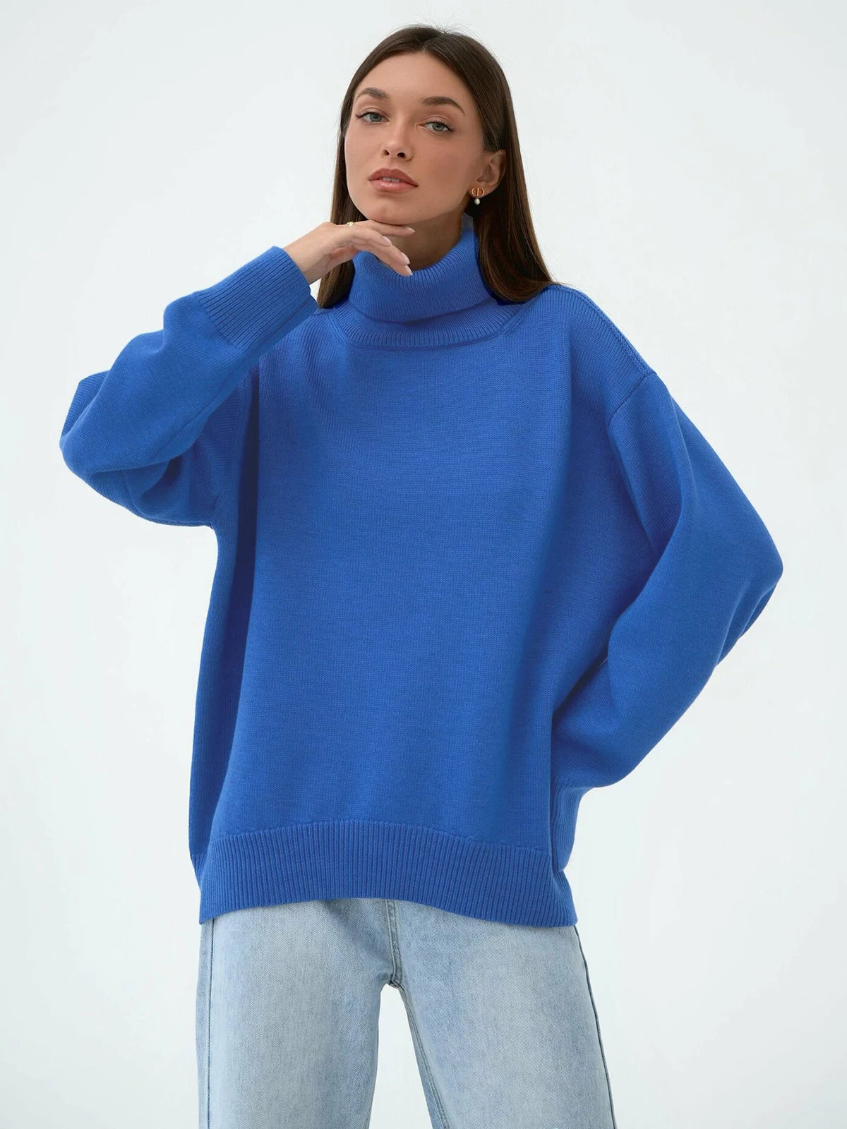 Bornladies Women Turtleneck Sweater CHIC Autumn Winter Thick Warm Pullover Top Oversized Casual Loose Knitted Jumper Female Pull