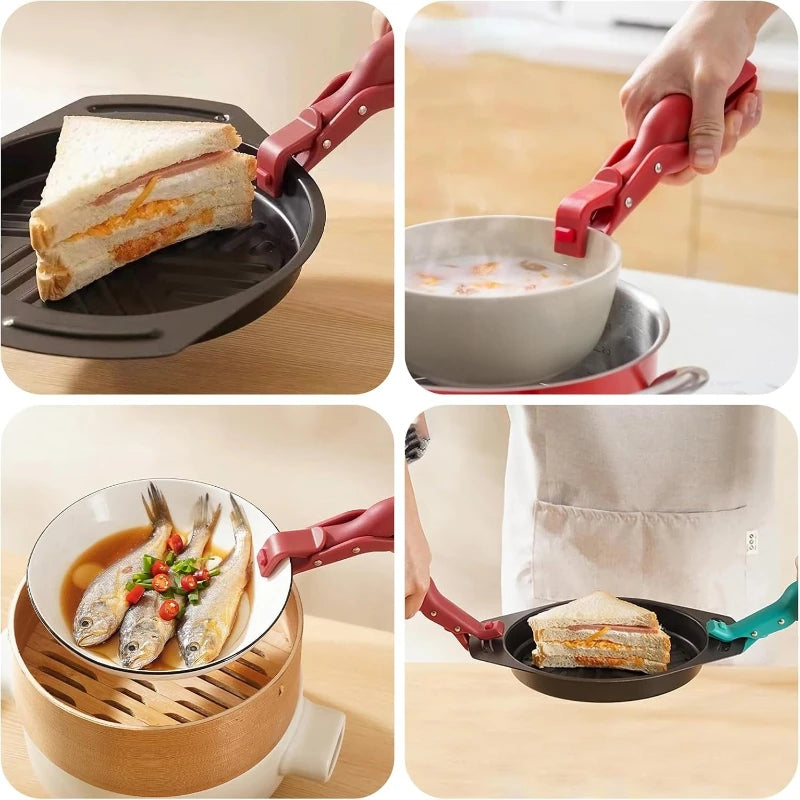 Non-Slip Stainless Steel Bowl Clip Anti-Hot Plate Gripper Portable Dish Lifter Holder for Hot Pot Pan Kitchen Gadgets Cooking To