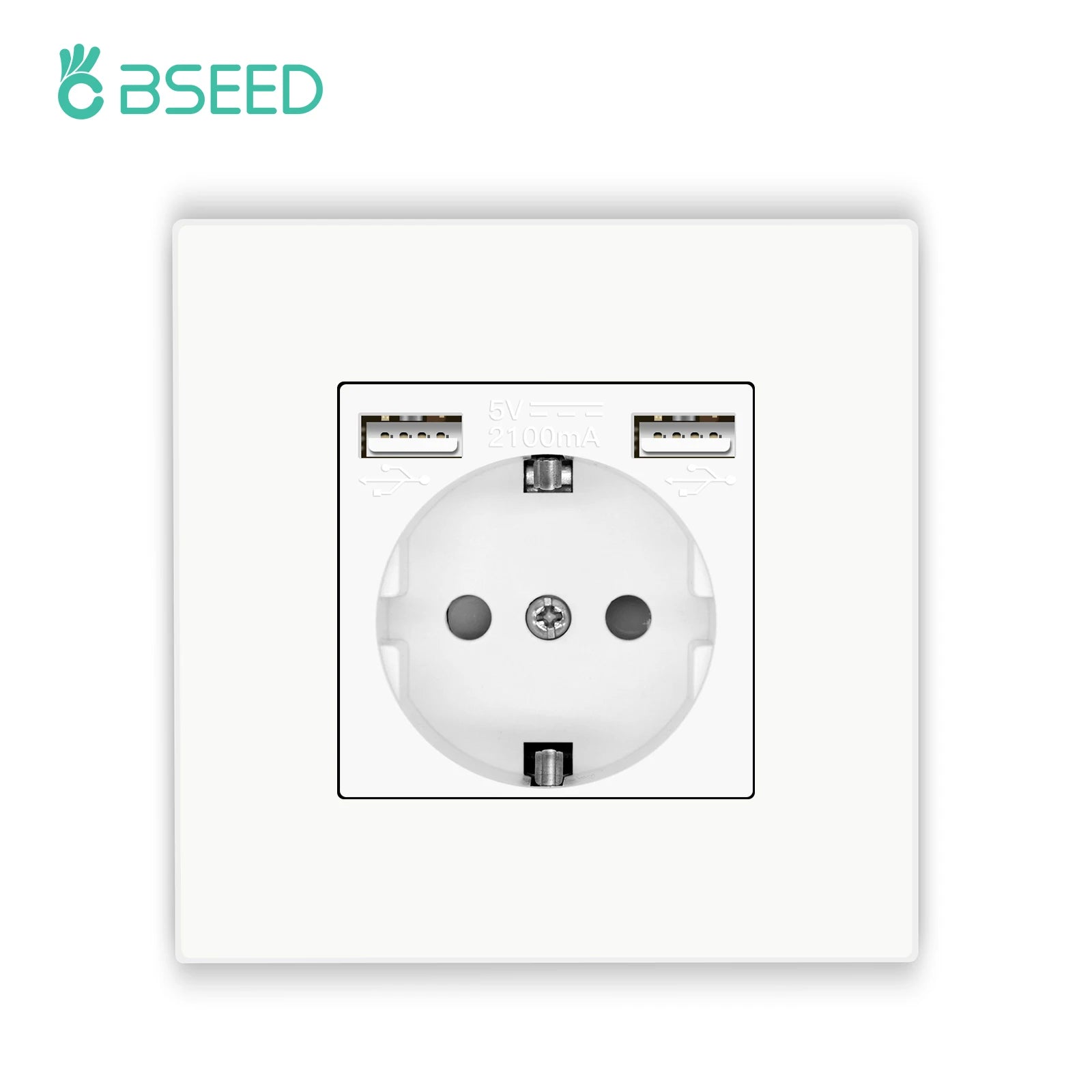 BSEED EU Wall Sockets Type-C USB Power Sockets Double Electric Sockets Triple Outlets Plastic Frame Germany Socket With Dual USB