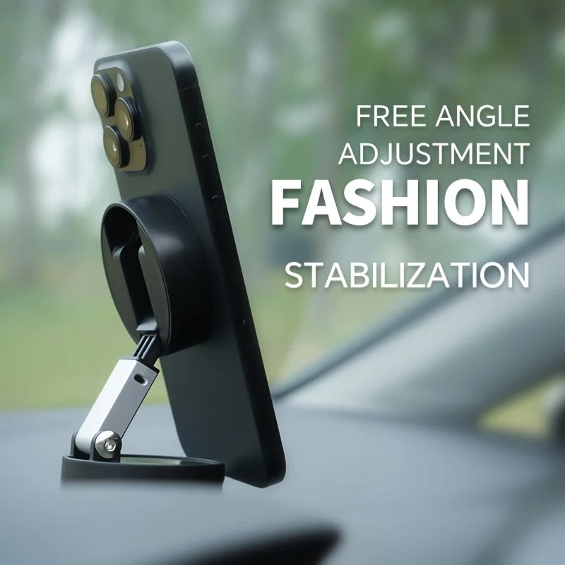Foldable Double-sided Adsorption Vacuum Magnetic Phone Bracket A2 Hands Free Car Dashboard Mount Portable Desktop Cell Phone Stand Multi Scene Universal Phone Holder